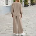 thumbnail image 4 of Fmbrln Womens Sweatsuits 2 Piece Sets Long Sleeve V Neck Sweatshirts Matching Drawstring Elastic Waist Wide Leg Sweatpants Fashion Casual Outfits Sets, 4 of 5