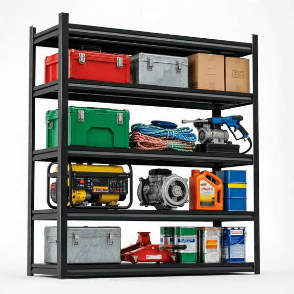 36"W Garage Shelving Black, 5-Tier Heavy Duty Adjustable Metal Rack​ 3020LBS, 72"H Steel Storage Shelves​ & Organizer​ for Warehouse Basement Pantry Organization