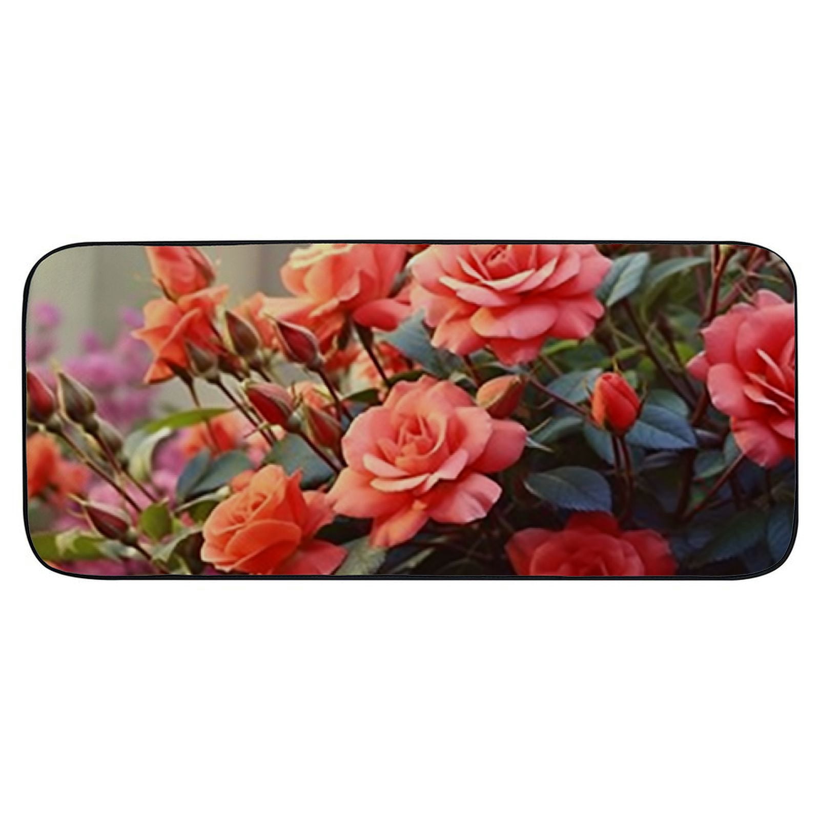 Qinduosi Doormat Floor Rug/Mat - Roses Red Rose Flower Nature Decorative Door Mat, Door Mat with Non-Slip Rubber Backing, Easy Cleaning, Traps Dirt, Rug for Entry, Patio, Garage