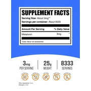 مسحوق الميلاتونين من BulkSupplements - مكمل الميلاتونين لدعم النوم - 3 مجم لكل وجبة، 25 جرام (0.88 أونصة)