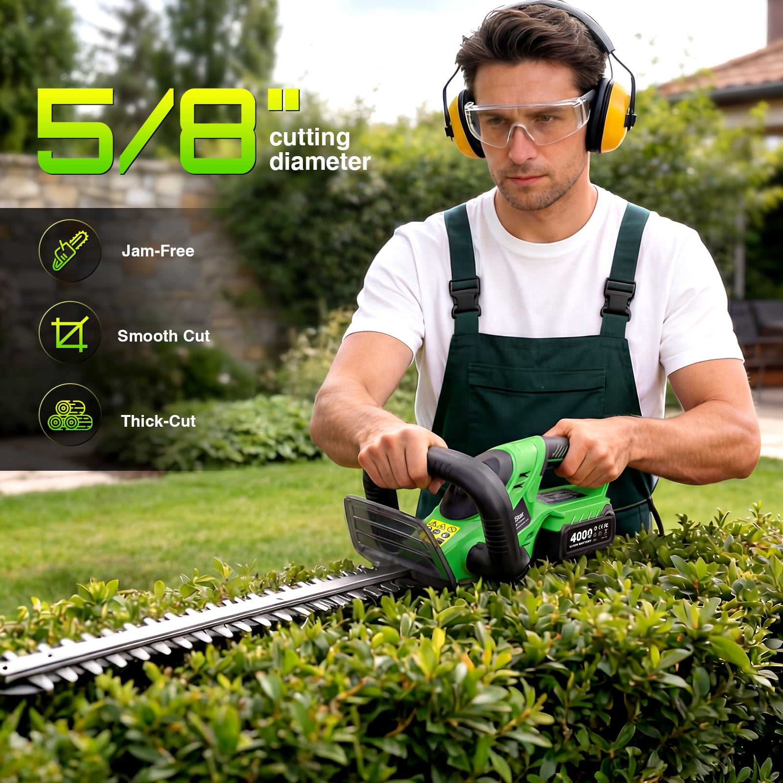 TaskStar 22" Hedge Trimmer Garden Yard Electric Cordless Handheld Shrub & Bush Cutters ,All-Around Trimming Hedge Cutter With 2*4.0Ah Battery