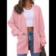 thumbnail image 3 of Cárdigan Extragrande de Punto Suave para Mujer con Bolsillos Rosa XXL, 3 of 8
