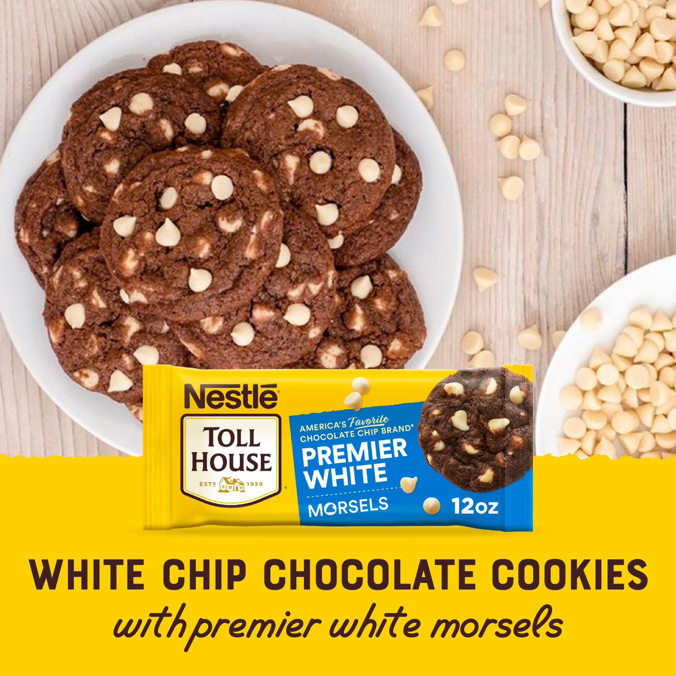 (6 pack) Nestle Toll House Premier White Regular Baking Chips, 12 oz Bag