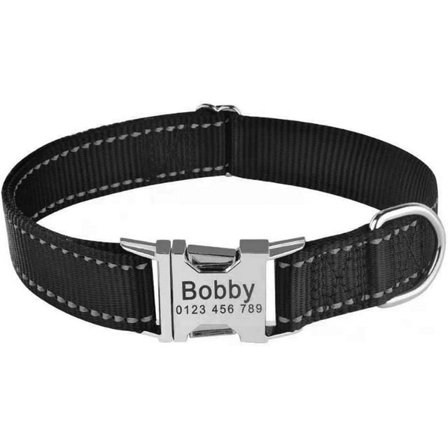 Yazoeia Buddy Dog Custom Collar Reflective Soft Leather Engraved Name Personalized Nameplate ID Tag CJC912-154533