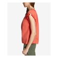 thumbnail image 3 of SANCTUARY Womens Orange Tassel Trim Shirred Neck Jewel Neck Top XS, 3 of 4