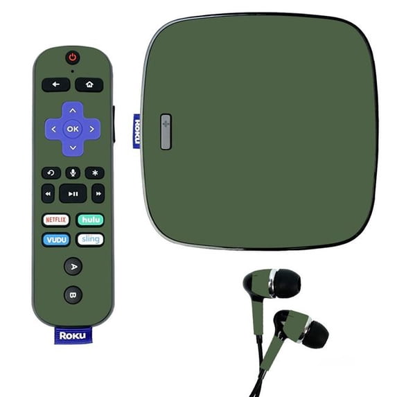 Skin Decal Wrap Compatible With Roku Ultra Sticker Design Solid Olive