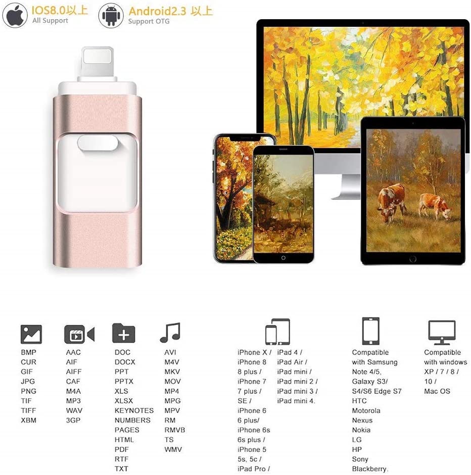 Rose Gold 512gb 3 0 Usb Flash Drives For Iphone 3 In 1 Lightning Otg Jump Drive Ipad Memory Stick Ios External Walmart Canada
