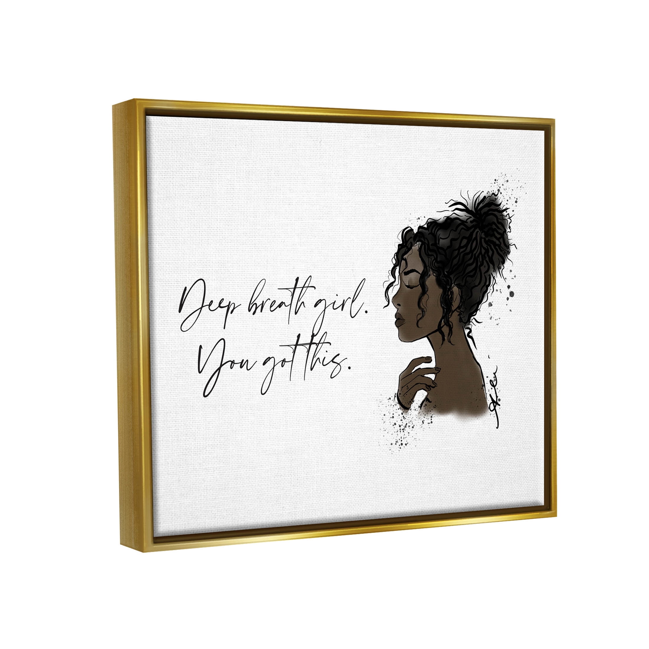 Stupell Industries You Got This Girl Portrait Graphic Art Metallic Gold Floating Framed Canvas Print Wall Art, Design by Alison Petrie