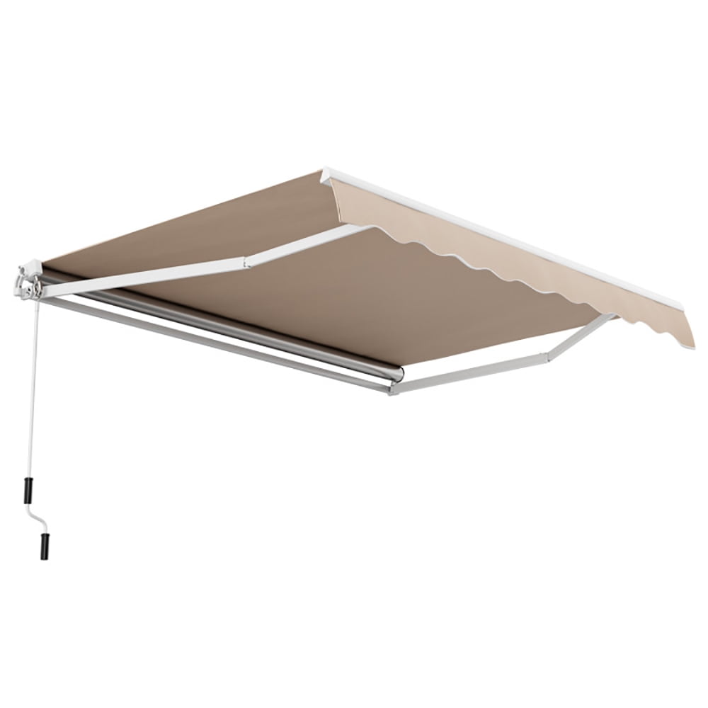 Aimee Lii Outdoor Manual Retractable Awning Cover Shelter Patio Sun Shade, Patio Awning Retractable, Beige