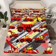 thumbnail image 2 of Homewish Kids Boys Red Truck 4pcs Bed Sheets,Cartoon Car Theme King Sheets,Graffiti Splash Super Cozy Sheet Set,Lightweight Room Decor, 2 of 7