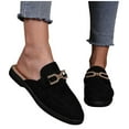 thumbnail image 6 of Black Women'S Open-Toe Mules Slip On Loafers With Metal Accents Flat Shoes For Casual Comfortable Suitable For Indoor And Outdoor Wear Size 36, 6 of 8