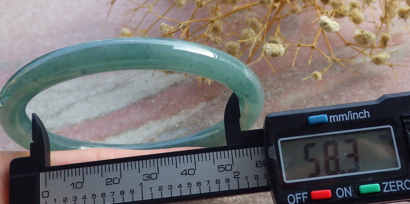 Icy Green Natural A JADE Jadeite Circle Bangle Bracelet 58 mm 682151 TN