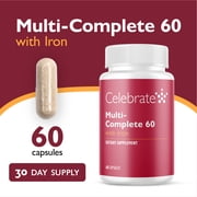 Celebrate Vitamins Multi-Complete 60 Bariatric Multivitamin with Iron Capsules, 60 mg of Iron, 180 count