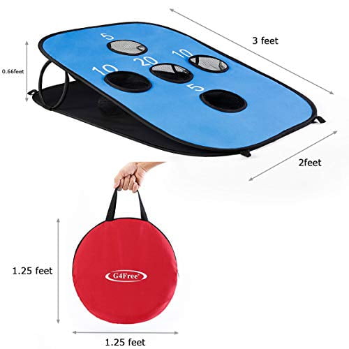 G4Free Portable Collapsible 5 Holes Cornhole Game Set with 8 Bean Bags Toss Game Size 3ft x 2ft for Camping Travel
