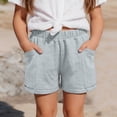 thumbnail image 2 of FINALGANG Girls Kids Solid Colro Elastic Waist Casual Shorts With Pockets Lightweight Breathable Summer Shorts For Daily Playwear Beach Grey 10-11 Years, 2 of 5