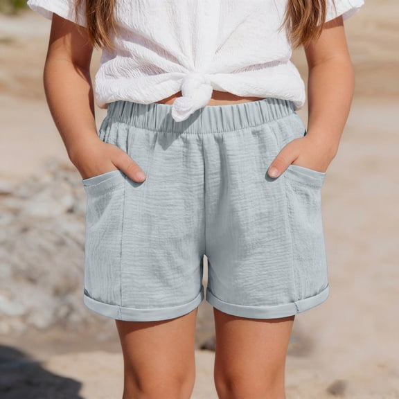 Kids Active Shorts Comfortable Grey Shorts High Waisted Beach Shorts 6-7 Years