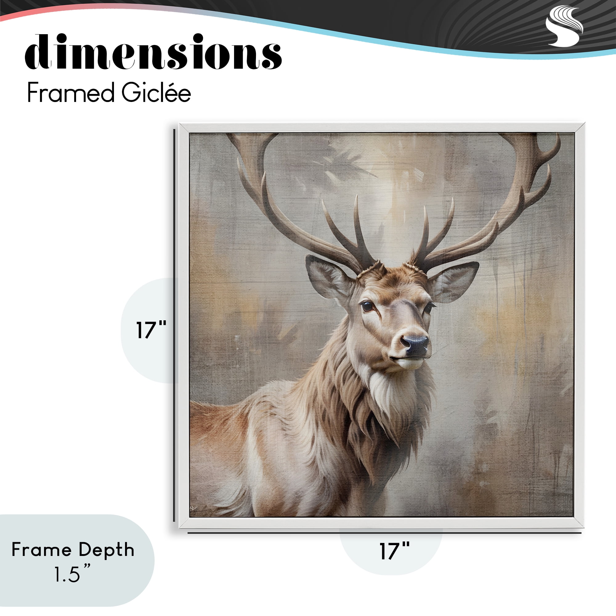 Stupell Industries Rustic Stag with Majestic Glance White Framed Giclee Art, design by Susan Arnot