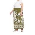 thumbnail image 4 of Oussum Women's Skirts A-Line Long Maxi Rayon Elastic Waist Midi Skirt, Green, 4 of 6