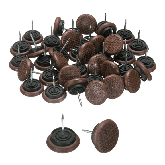 Uxcell 40 Pcs Nail-on Furniture Sliders, 1"(25mm)Plastic Round Anti-slip Pads, Brown