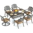 thumbnail image 2 of Haverchair 7-Piece Outdoor Furniture Dining Set, All-Weather Cast Aluminum Conversation Set Includes 1 Rectangular Table and 2 Swivel Chairs and 4 Chairs, 2 of 9