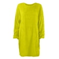 thumbnail image 5 of ClodeEU Fashion Women Winter Casual Solid Dress O-Neck Long Sleeve Sexy Dress Yellow 8(L), 5 of 6