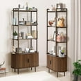 thumbnail image 6 of Haverchair 71" Tall Fluted Bookshelf with Sliding Tambour Doors, 4-Tier Book Shelf with Open Display Shelves and Adjustable Footpad, Modern Bookcase with Storage Cabinet for Living Room, Bedroom, 6 of 8