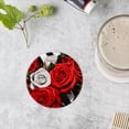 thumbnail image 4 of Bahomeck Drink Coasters Set Of 6 With Holder Bouquet Of Red And White Roses On Black Striped Background Water Absorbent Ceramic Coasters Tabletop Protection,Suitable For Various Cup,Home Decor, 4 of 4