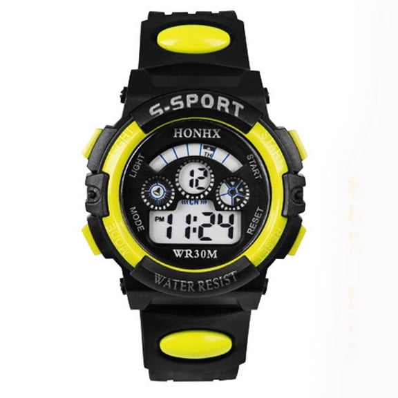 Meitianfacai Gifts for Him Watch for Waterproof Digital LED Quartz Alarm Date Sports Wrist Watch Yellow