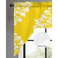 thumbnail image 2 of Baroque Yellow Swag Valances for Windows, Small Curtains Drapes, Vintage Damask Classic Floral Kitchen Window Curtains Over Sink Rod Pocket Window Treatment Valance for Bedroom/Bathroom 56"x36", 2 of 5