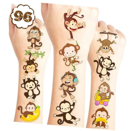 Fuliko 96PCS Jungle Monkey Birthday Party Supplies: for Boys and Girls