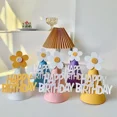 thumbnail image 2 of Sombrero de fieltro con lazo para cumpleaños, gorro de cono con flores y fresas, corona hecha a mano para bebé, bonitos suministros de fiesta para adultos y niños, 2 of 5
