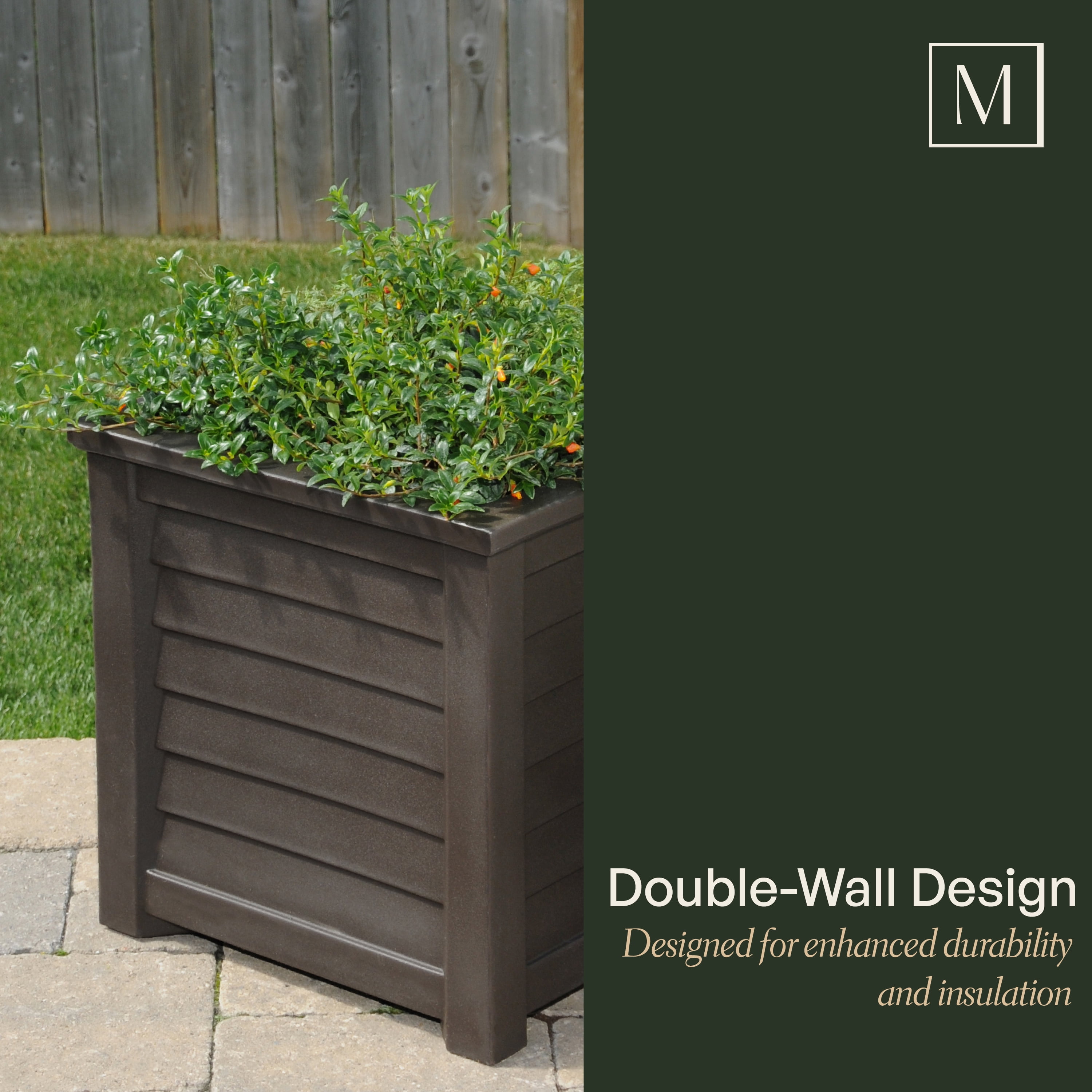 Mayne Lakeland 16" x 16" x 16" Square Cranberry Red Self Watering Plastic Planter