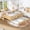 Light Natural, variant on URTR Twin Size Montessori Wooden Floor Bed with Small Stairs and Trundle, Platform Bed Frame with Rail and Bookshelf, No Box Spring Needed, White