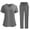 Gray, variant on Domzest Womens Scrub Sets V-neck Short Sleeve Top & Straight Leg Elastic Waist Pants Breathable Medical Uniform with Pocket Gray M