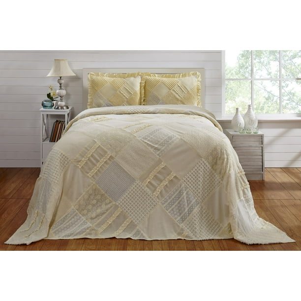 Better Trends Ruffled Chenille Bedspread Queen, Yellow