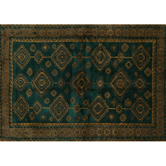 Ahgly Company Indoor Rectangle Persian Turquoise Blue Traditional Area Rugs, 7' x 10'