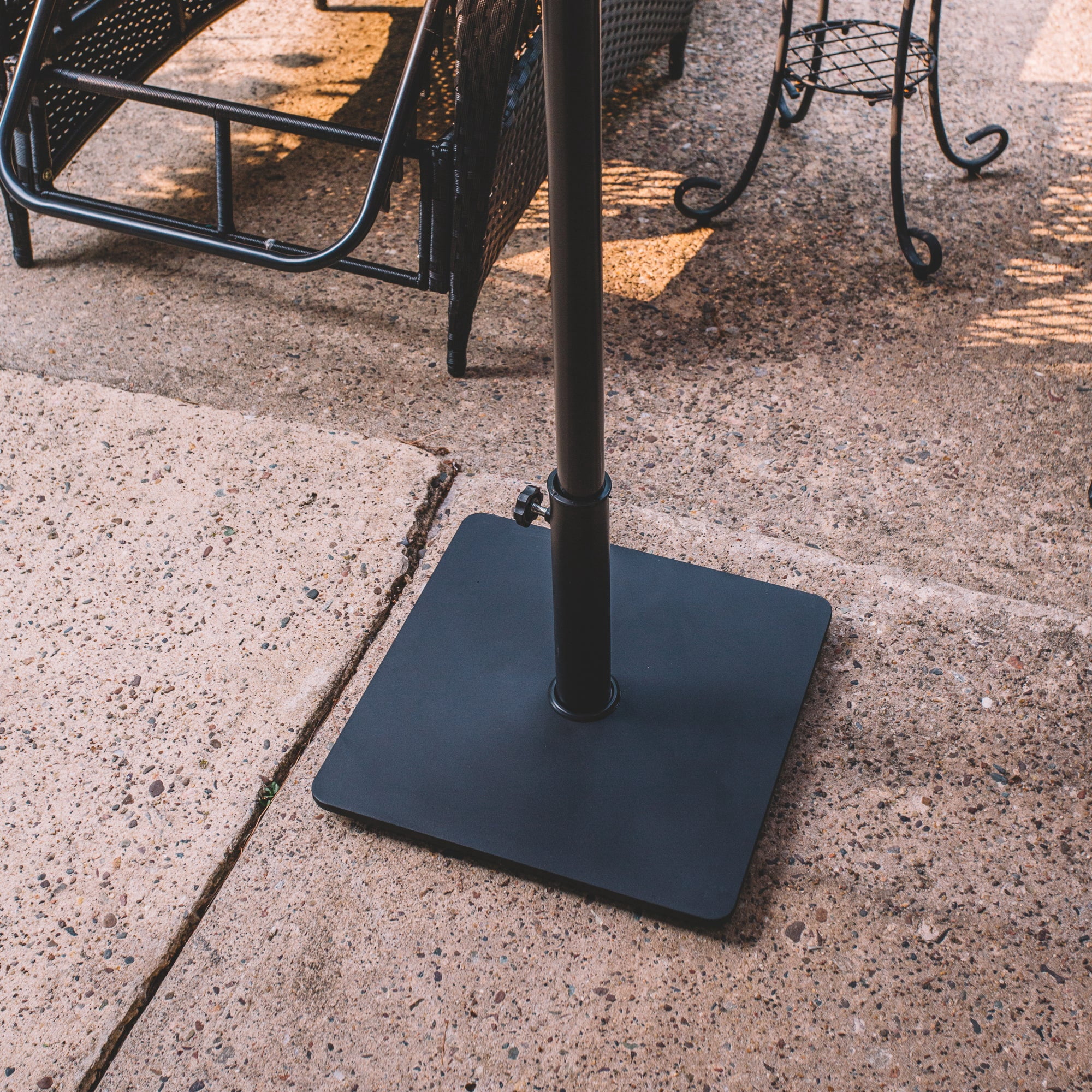 Backyard Expressions 25 lb Steel Patio Umbrella Base Stand, Black