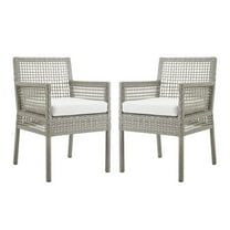 Modway Aura All Weather Wicker Patio Dining Arm Chair - Set of 2