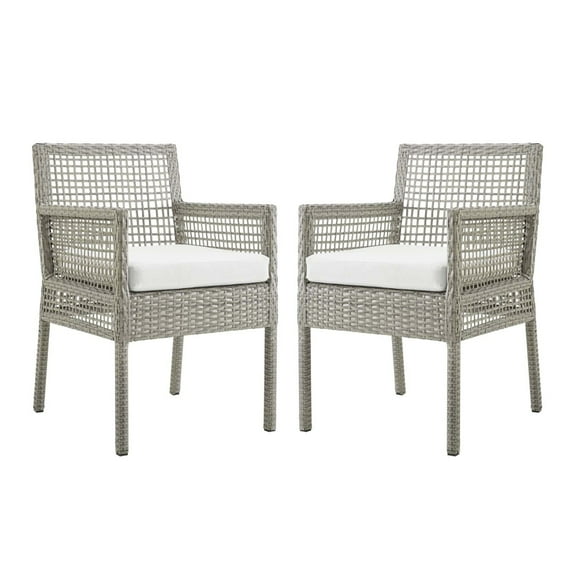Modway Aura All Weather Wicker Patio Dining Arm Chair - Set of 2