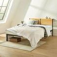 thumbnail image 6 of Mellow KASI Metal and Wood Platform Bed Frame with Built-In Headboard Shelf, Queen, Pine, 6 of 12