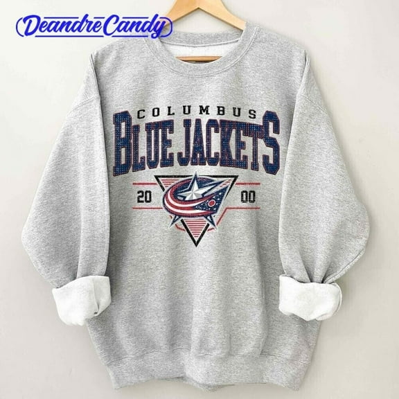 Vintage 90s Columbus Hockey Shirt, Crewneck Blue Jacket Sweatshirt, Jersey Hockey Gift For Christmas