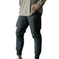 thumbnail image 3 of KIHOUT Men's Solid Color Cargo Joggers Nylon Elastic Waist Drawstring Pants with Pockets for Fitness, Workout and Outdoor Activities, 3 of 4