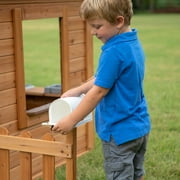 Backyard Discovery Aspen Cedar Wooden Kids Playhouse, Play Kitchen, Snack Bar Window
