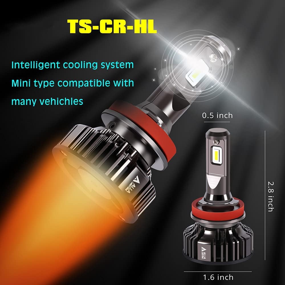 Alla Lighting 10000lm 9008 H13 LED Headlights Bulbs, 6000K Xenon White Extremely Super Bright TS-CR DRL/Headlights
