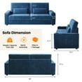 thumbnail image 2 of 87”Large Loveseat Sofa, 3 Seater Couch with Storage, Velvet Fabric Deep Seat Sofa with Pillow& Cup Holders, Modern Comfy Sofa with USB& Type-C Ports, Home Sofa Couch for Living Room Bedroom, 2 of 9