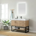 thumbnail image 4 of Vinnova Alistair 42" White Stone Top Oak Single Vanity Black Frame with Mirror, 4 of 17
