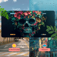thumbnail image 5 of 1 Pcs 2D Flat License Plate Covers & Frames, Skull with Flowers For Decorative Front, Waterproof For Decoration Aluminum License Plate Covers & Frames Cover For Men Women, 12" X 6", 5 of 7
