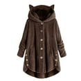 thumbnail image 1 of SAYOO Winter Hoodie for Women, Fleece Cat Ears Hooded Long Sleeve Button-Down Coat with Pockets for Girls, Full Sizes, 1 of 3