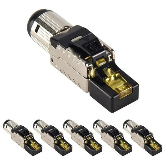 6-Pack Tool Free Shielded RJ45 Cat 8, Cat8 Field Termination Plug, Connector, Plug