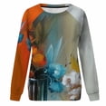 thumbnail image 4 of Camisas informales de manga larga para mujer, sudadera de cuello redondo con estampado Floral de plantas, jersey de cuello redondo, túnica holgada con estampado de puesta de sol Pompotops gfhjh19847, 4 of 5